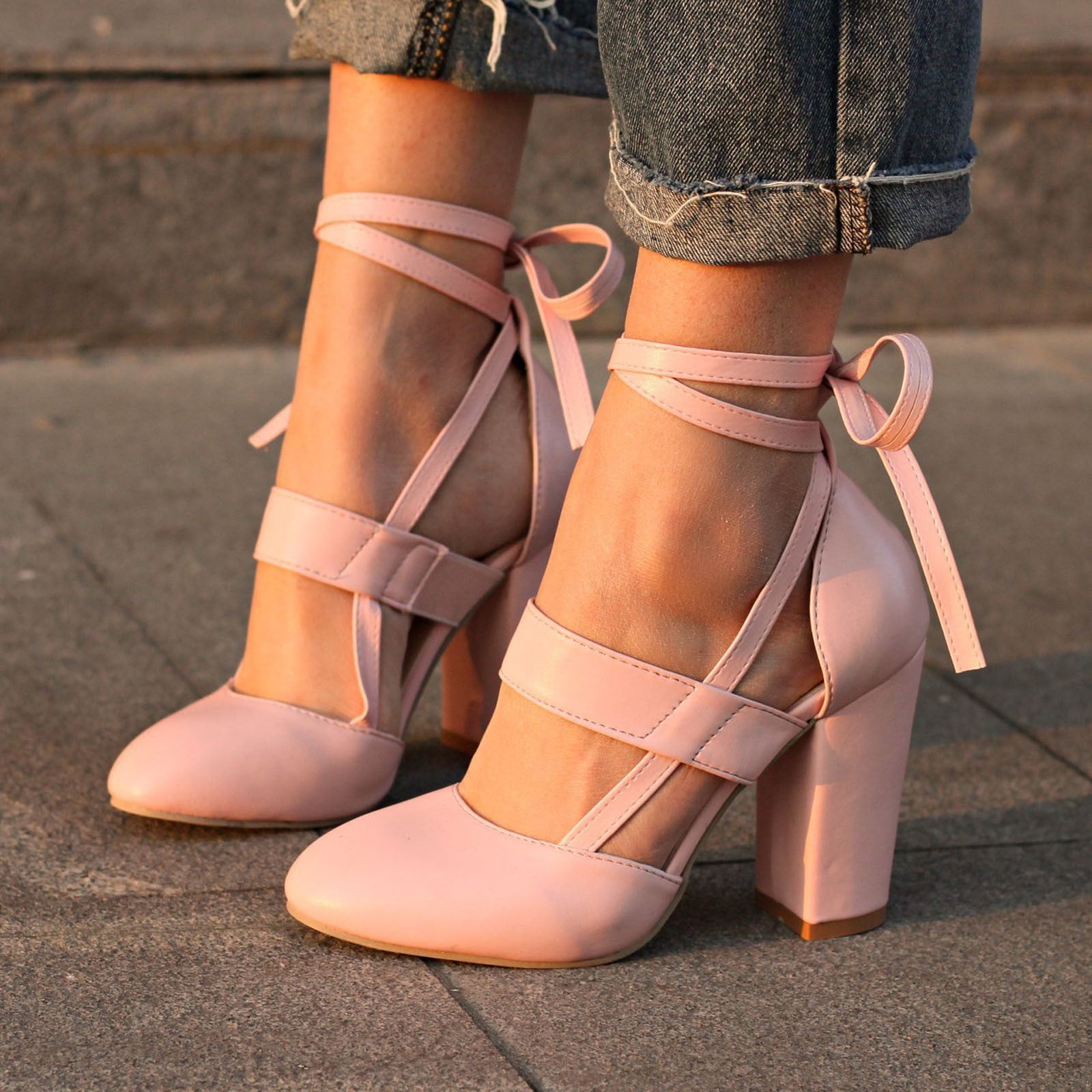 Women's Bow Block Heeled Sandals Fashion Peep Toe Cut Back - Temu