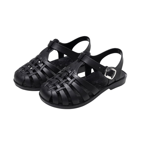 TUOBARR Sandals for Toddler Girls,Toddler Shoes Baby Boys Girls Cute Candy Colors Hollow Out Non-slip Soft Sole Beach Roman Sandals Black 3 Years