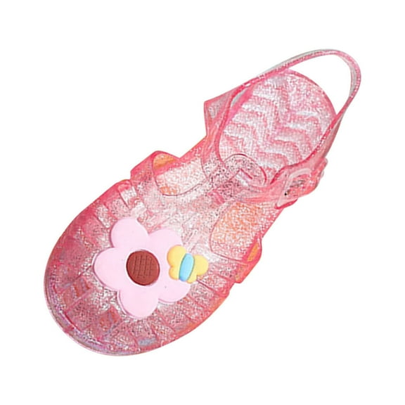TUOBARR Sandals for Toddler Girls,Toddler Shoes Baby Girls Cute Fruit Jelly Colors Hollow Out Non-slip Soft Sole Beach Roman Sandals Pink 7-8 Years