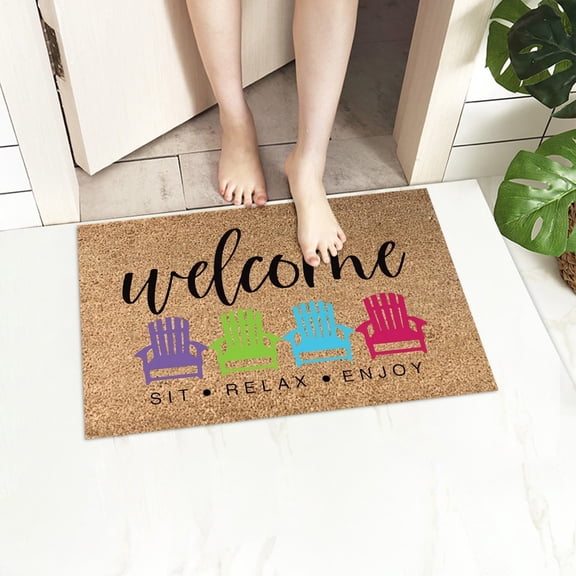 TUOBARR Summer Holiday Welcome Floor Doormat Style American Style Floor Mat Kitchen Bathroom Carpet Household Non-slip Mat Absorbent Door Mat
