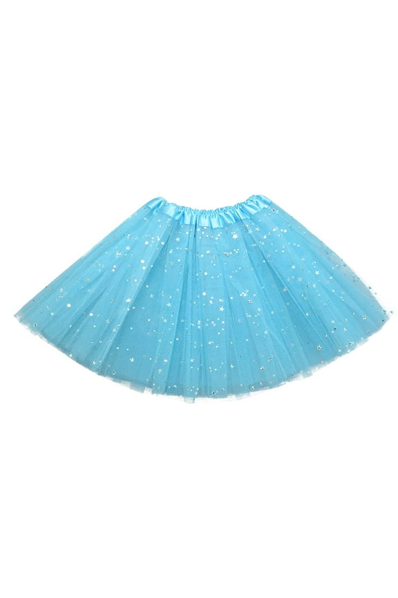Toddler Dress Toddler Girls Cute Party Dance Solid Color Net Yarn Sequins Stars Tulle Girls Tutu Skirt,Blue