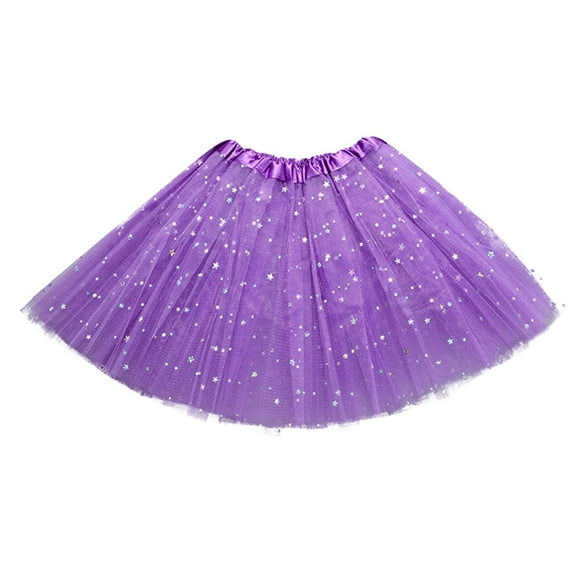 Summer Savings Clearance! 2023 TUOBARR Tutu Skirts for Toddler Girls,Toddler Girls Cute Party Dance Solid Color Net Yarn Sequins Stars Tulle,Purple