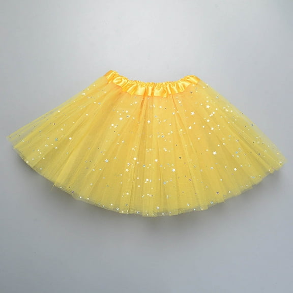Itsun Toddler Dress Toddler Girls Cute Party Dance Solid Color Net Yarn Sequins Stars Tulle Girls Tutu Skirt,Yellow