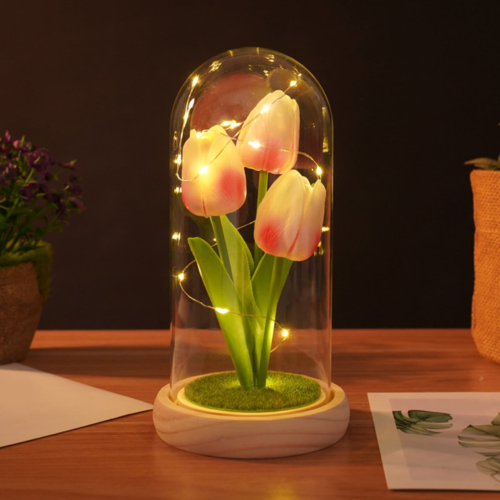 Hand Make Food TUOBARR Tulips Night Light Hand Made Tulips Lamp Ingenious Flower ...