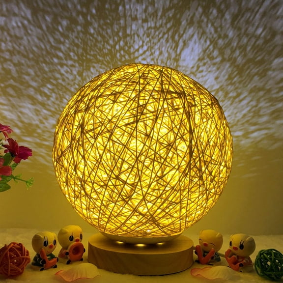 TUOBARR USB Charging LED Rattan Night Table Desk Lamp