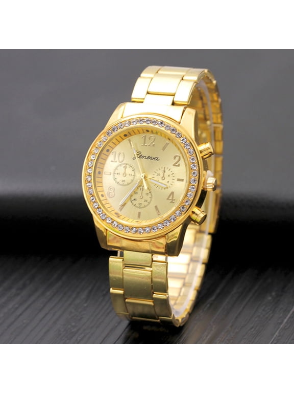 Watches for Women,Women's Watch Fashion Women's Watch, Diamond Full Star Women's Watch, Pointer And Number, Leisure Quartz Watch Gold