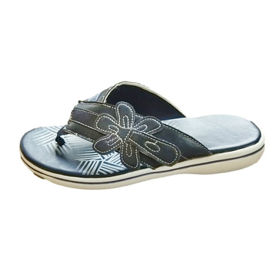 TUOBARR Womens Platform Wedge Sandals, Women's Arch Support Flip Flops Comfortable Thong Sandals, Super Lightweight Slip-On Flip Flops for Ladies Dark Blue