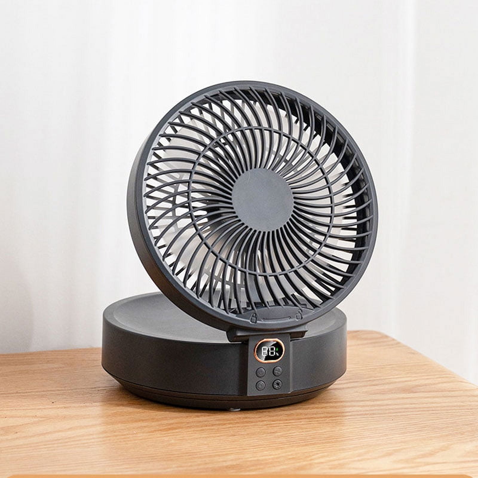 TUOBKE ”Automatic Rotation Timer Folding Fan for Wireless Desktop ...
