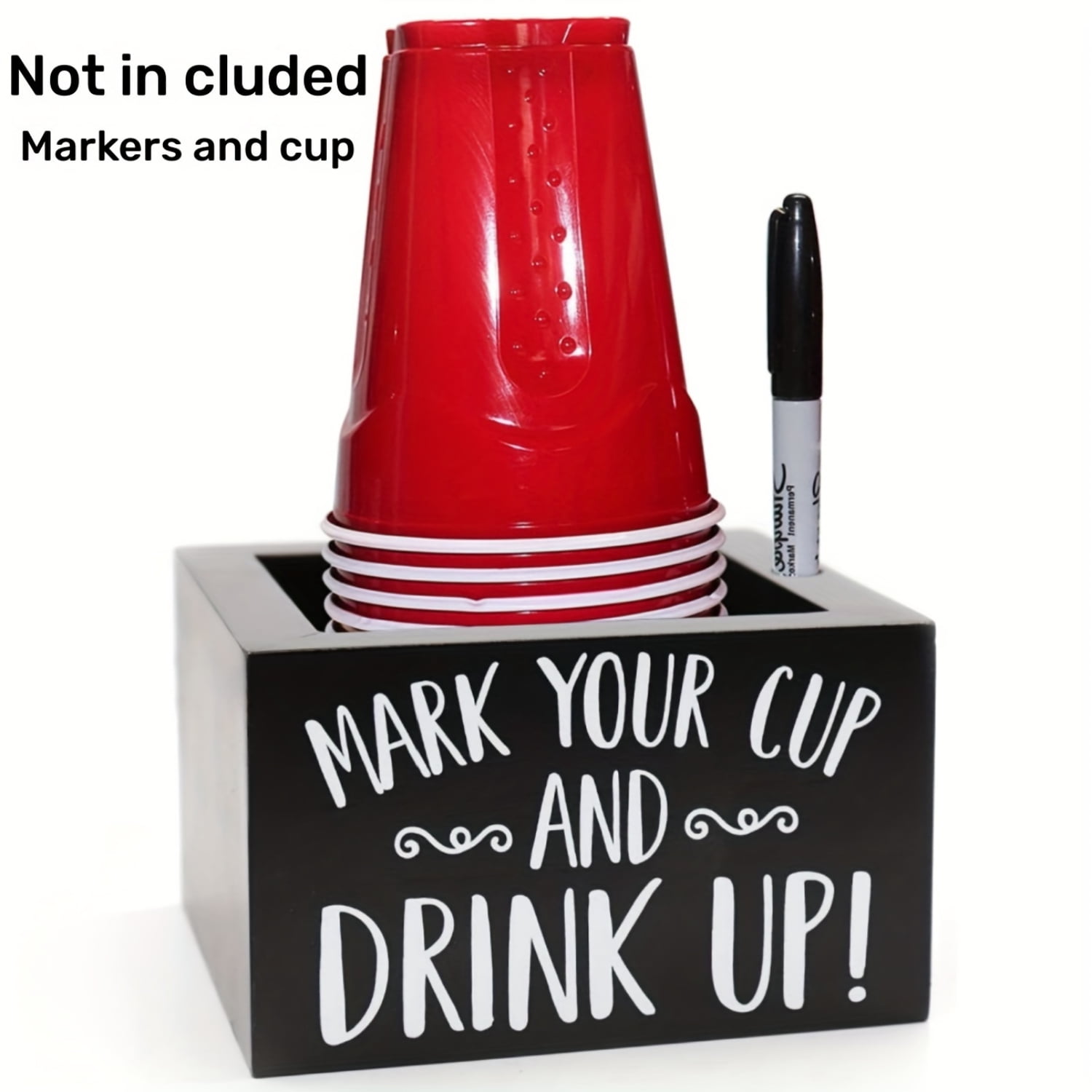TUOBKE Wooden Solo Cup Holder - Party Cup Holder With Marker Slot Solo ...