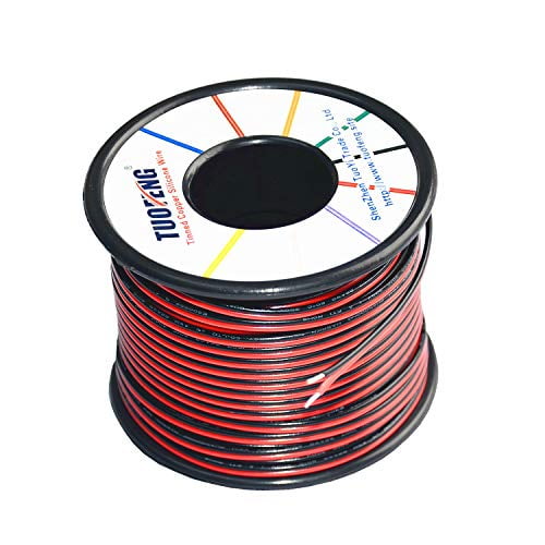 TUOFENG 22awg Electrical Wire 100 ft 22 Gauge Led Wire 2 Pin Extension Cable Wire Red Black Wires 12V/24V DC Cable for Led Strips Single Colour