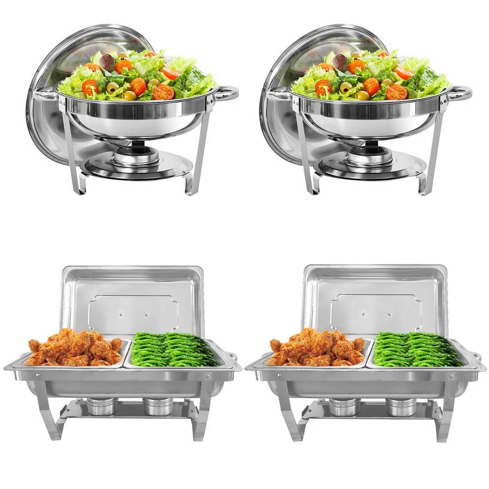 TUOKE 4 Pack Chafing Dish Buffet Set With Cover Stainless Steel 2 Round Chafing Dish + 2