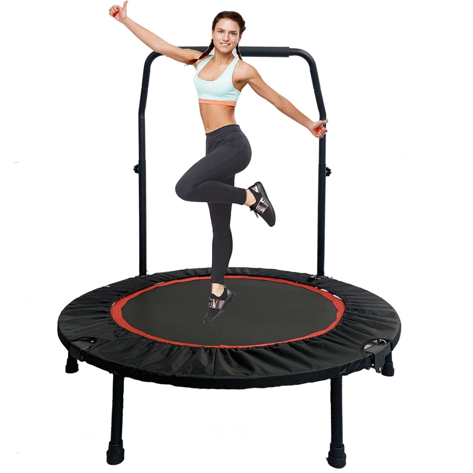 TUOKE 40 Fitness Mini Trampoline, Exercise Rebounder Mini Trampoline for  Adults, Foldable with Adjustable Handle Max Load 660lbs