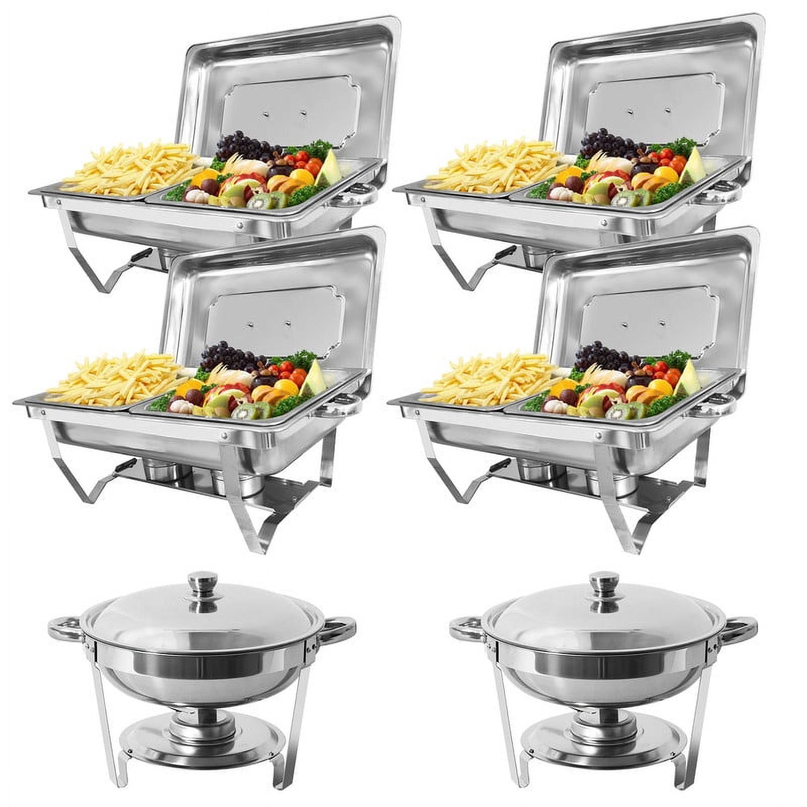 TUOKE 6 Pack Chafing Dish Buffet Set With Cover Stainless Steel 2 Round