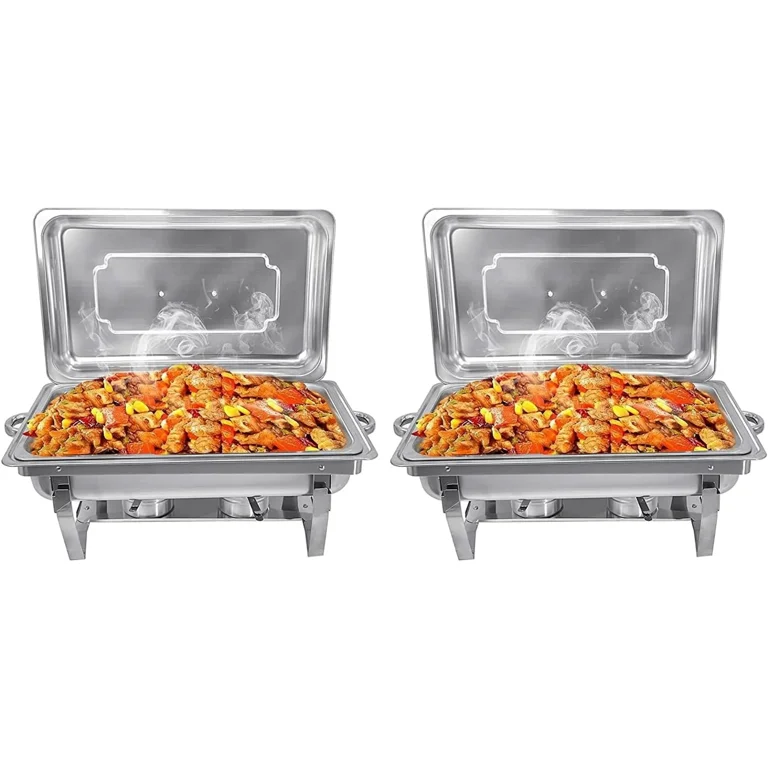 Chafing Dish Set, 2 Pack Chafing Dish Buffet Warmer Set, Stainless Steel  Chafing Dish Buffet Food Warmer with Glass Lid & Holder, Round Buffet  Chafer for Party …