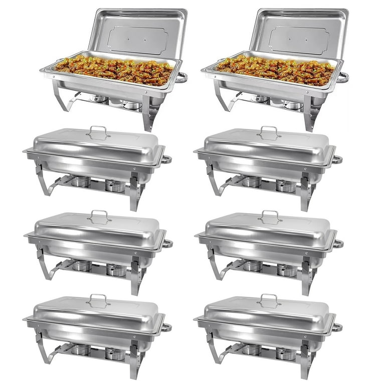 Jacgood Chafing Dish Buffet Set 2 Pack 8QT Stainless Steel Food Warmer  Chafer Complete Set with Water Pan, Chafing Fuel Holder for Party Catering