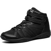 FUQIAO Girls Black High Top Cheer Shoes - Youth Cheerleading Competition Dance Sneakers with Ankle Support, Lightweight - Black 12 Little Kid