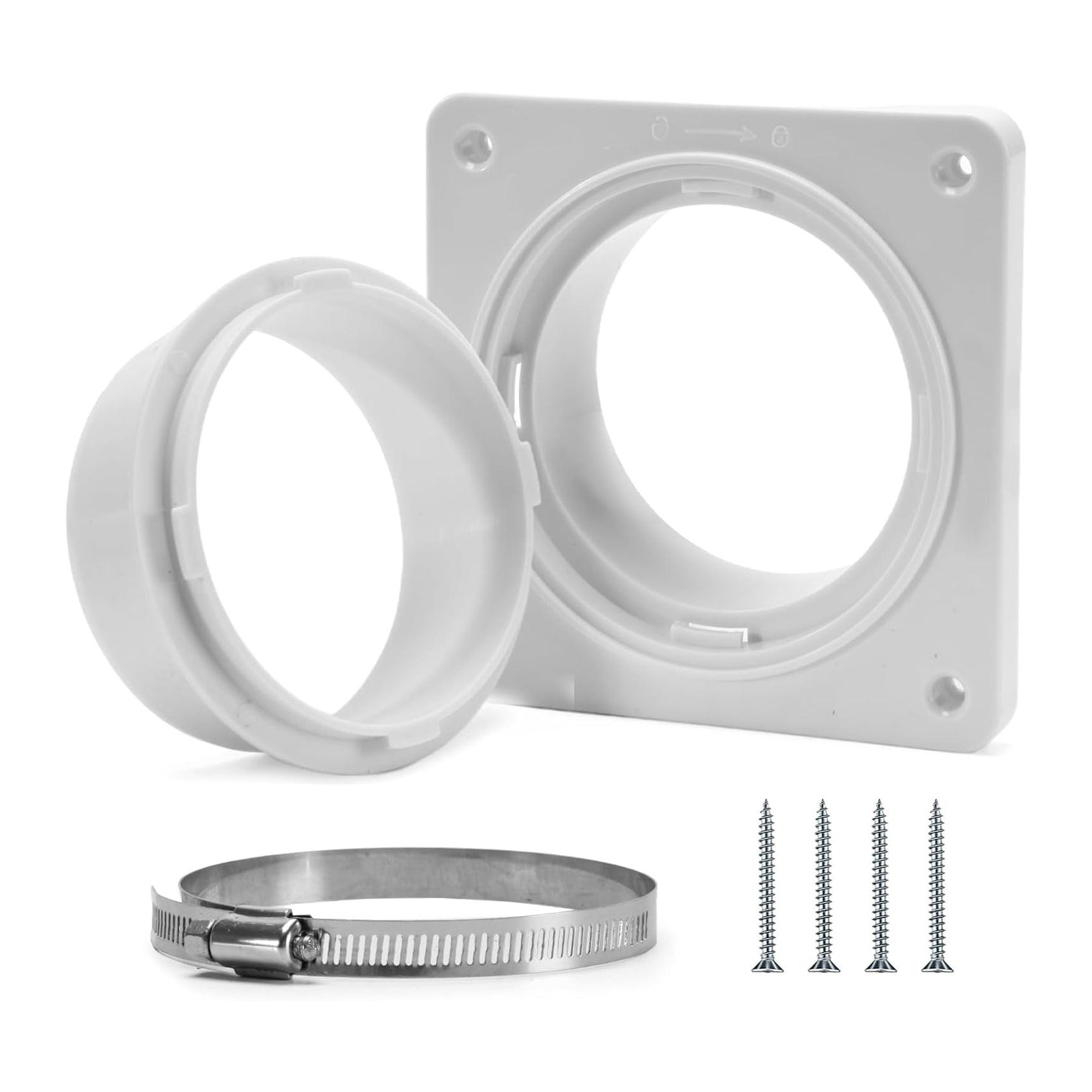 TUOOWO Dryer Vent Wall Plate Quick Connector Snap to Vent Dryer Dock Connector Kit Fits 4 Inch