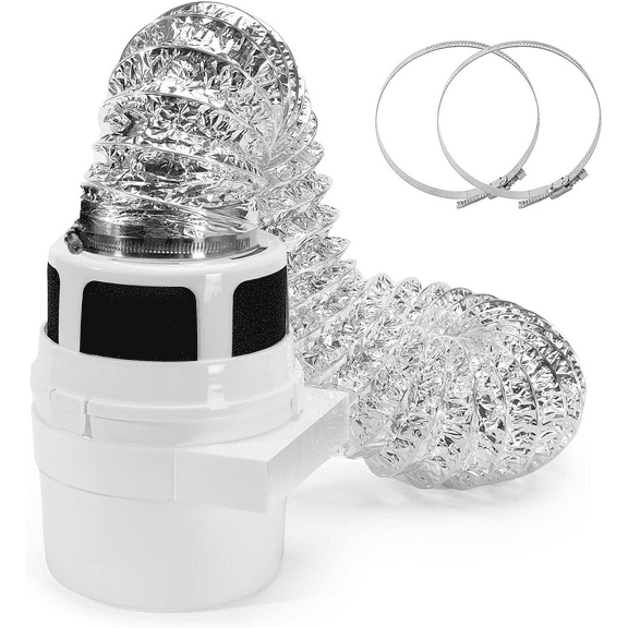 TUOOWO Indoor Dryer Vent Kit Lint Trap Bucket Dryer Vent with 4-Inch by 5-Feet Silver Proflex Duct