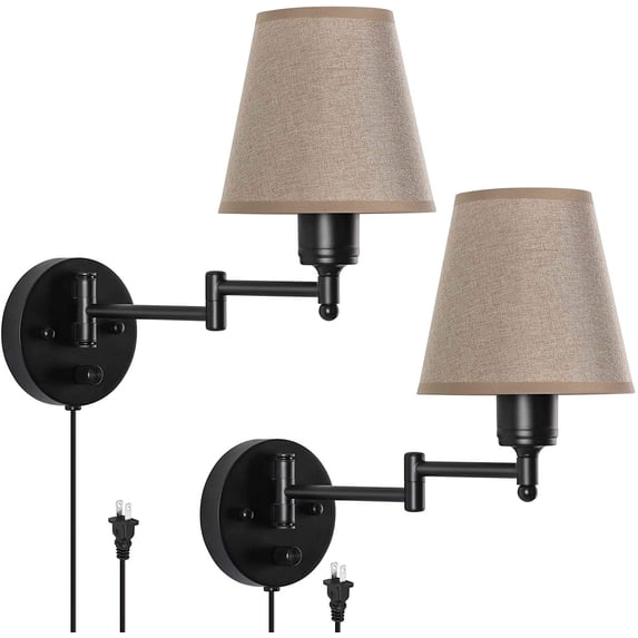TUOREN Dimmable 2-Light Brown Patio Plug-in Wall Sconces (2 Count)