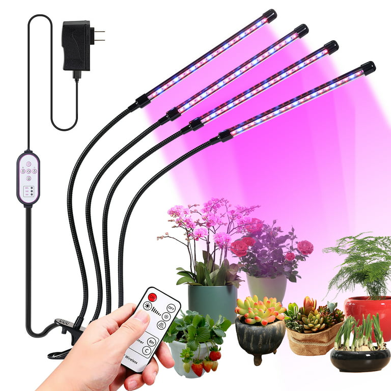 2-Heads Full Spectrum Clamp LED Grow Lights For Indoor Plants in Red and  Blue Color Changing Light