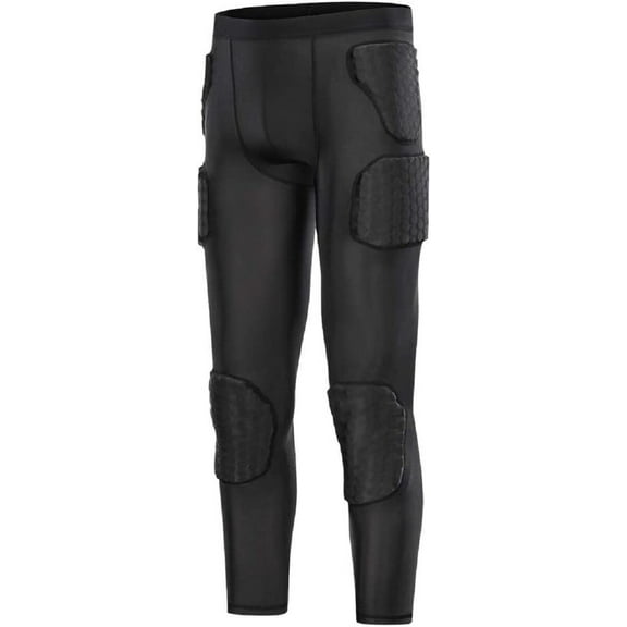 TUOY Men's Padded Compression Pants Quick Drying 7 Pads Hip Thigh Protector for Male