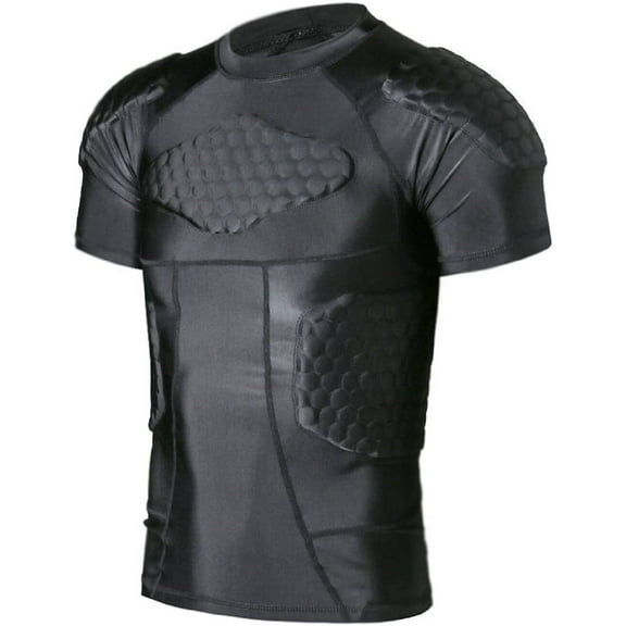 TUOY Men's Padded Compression Rib Chest Protector Shirt Protective Shirt