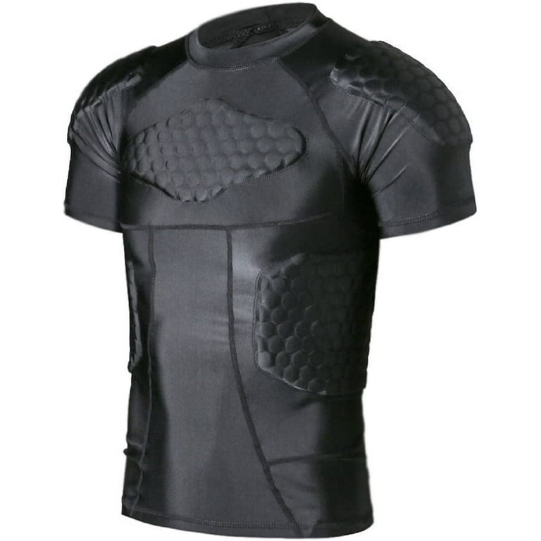 Men’s Padded Compression Shirt Long Sleeve Shoulder Chest Rib Protector  T-Shirt : : Clothing, Shoes & Accessories