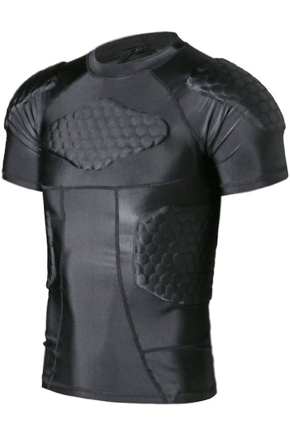 Men's Padded Compression Rib Chest Protector Shirt Protective Shirt