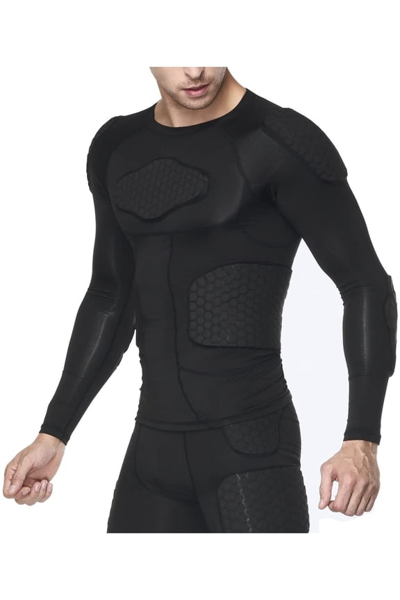 Men's Padded Compression Shirt Protective Shirt Rib Chest Protector up to Size XXL