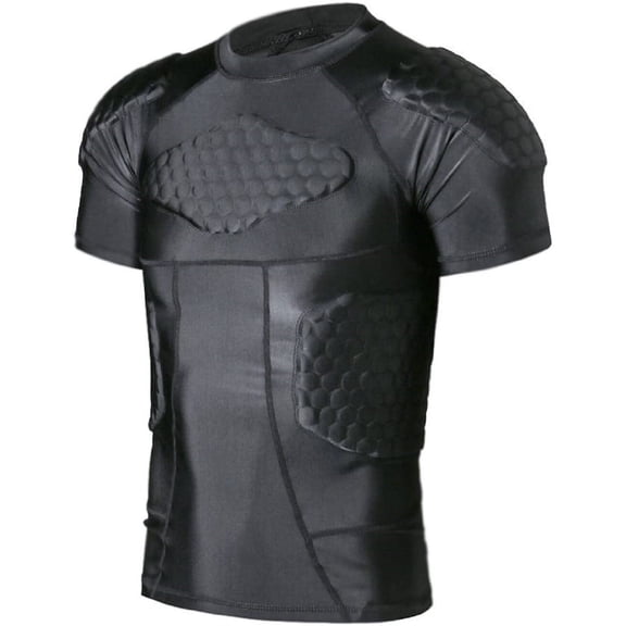 TUOY Men's Padded Compression Shirt Rib Chest Protector Protective Shirt