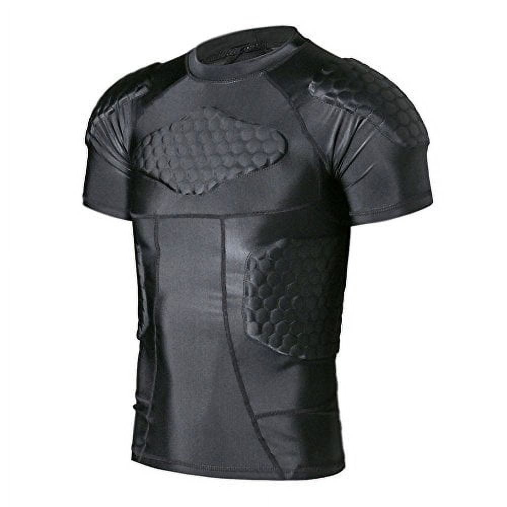 TUOY Men's Padded Compression Shirt Rib Chest Protector Shirt for