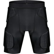 TUOY Men's Padded Compression Shorts 5 Pads Football Girdle Hip Thigh Protector