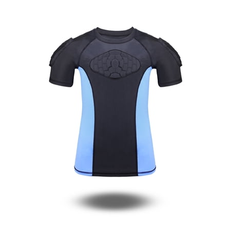 TUOY NEW Youth Padded Compression Shirt Padded Shirt Rib Chest Protector Shirts(S)