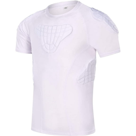 TUOY Youth Boys Padded Protective Shirts for Football Baseball(White-M)