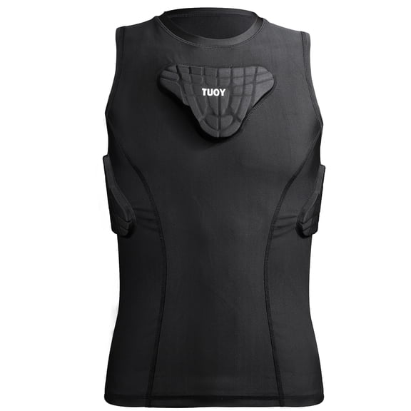 TUOY Youth Kids Padded Protective Shirts Chest Rib Protector Vest(Black-Large)