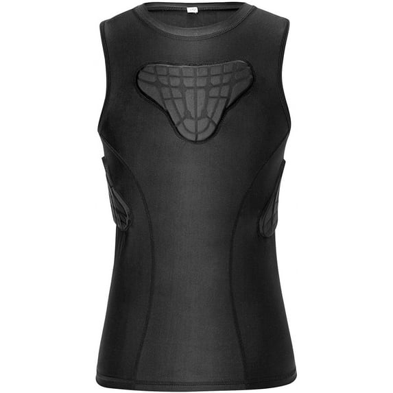 TUOY Youth Kids Padded Protective Shirts Chest Rib Protector Vest(Black-Small)