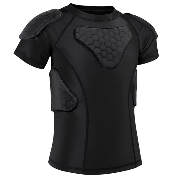 TUOY Youth Padded Compression Shirt Padded Shirt Rib Chest Protector Shirts(S)