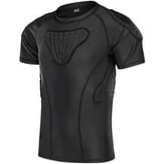 TUOY Youth Padded Compression Shirts Chest Rib Protectors for Football Baseball(Black-S)