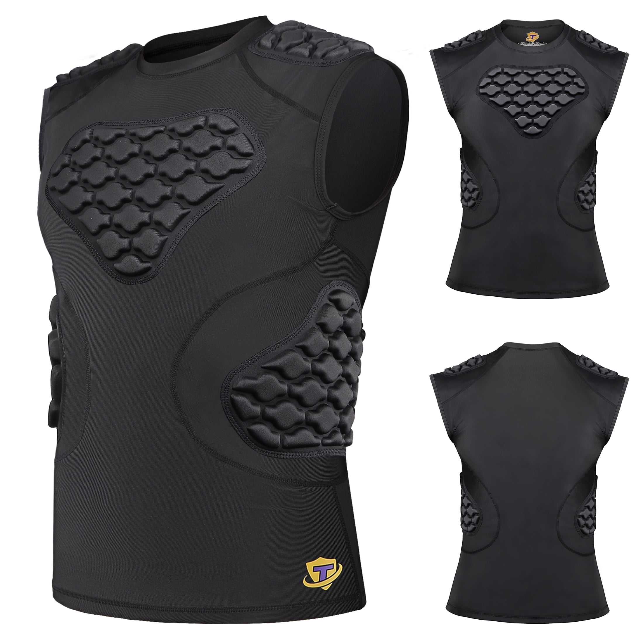 Adult Men's Padded Compression Shirt Rib Chest Protector Vest Football ...
