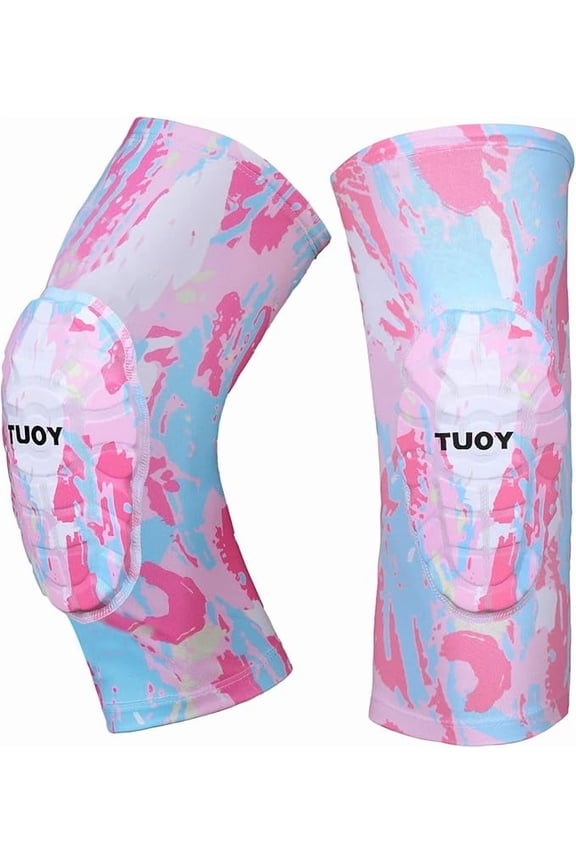 Compression Elbow Pads Arm Elbow Sleeve Padded Elbow Arm Protection Brace for Football Basketball - Youth & Adult Sizes (Paint Pink, A Pair)