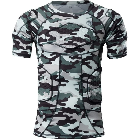 TUOYR Men Padded Compression Shirt Protective Camo T-Shirt for Football up to Size XXL