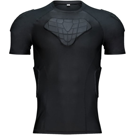 TUOYR Men's Padded Compression Shirt Chest Protector for Football up to Size XXL