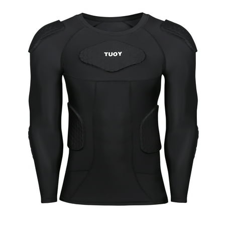 TUOYR Men's Padded Compression Shirt Protective Shirt Rib Chest Protector up to Size 2XL