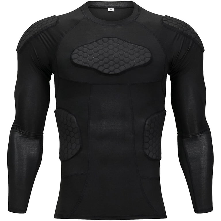 TUOYR Men's Padded Compression Shirt Protective Shirt Rib Chest Protector  up to Size 2XL 