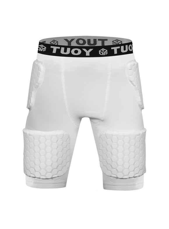 TUOYR Mens Padded Compression Short Football Girdle with Pads Youth Hip Thigh Butt Tailbone Protector Adult Protective Pants for Baseball Snowboard Skate Ski Kockey Cycling Baseball Rugby