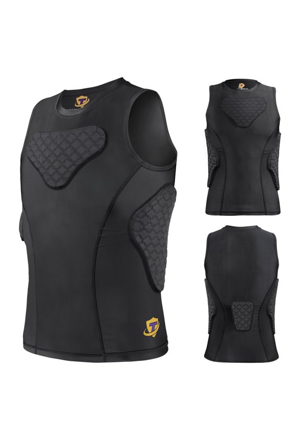 Child's Padded Compression Shirt with Rib Protector Vest  for Football Rugby Competitions up to Size XL