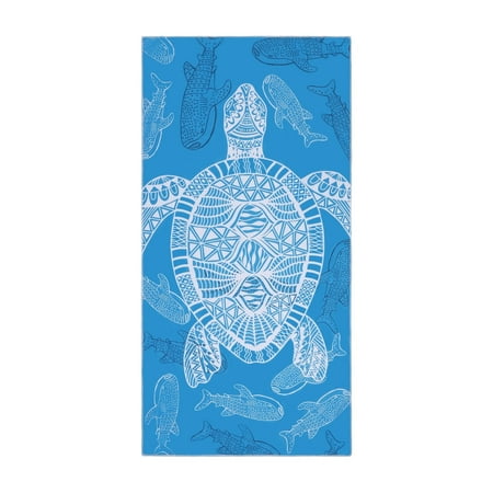 TUOYR Oversized Microfiber Beach Towel - Large 63" x 31" Bath Pool Towel, Soft Quick-Drying & Lightweight, Turtle
