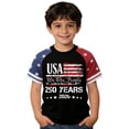 thumbnail image 1 of TUOYUAN Boys USA Anniversary Graphic Short Sleeve Tee 250th Kids Summer Top,Black,SIZE:120, 1 of 4