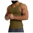 thumbnail image 1 of TUOYUAN Mens Ice Silk Ribbed Tank Top Sleeveless Gym Muscle Shirt Activewear Racerback,Army Green,SIZE:XL, 1 of 5