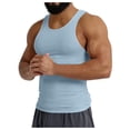 thumbnail image 1 of TUOYUAN Mens Ice Silk Ribbed Tank Top Sleeveless Gym Muscle Shirt Activewear Racerback,Blue,SIZE:L, 1 of 5